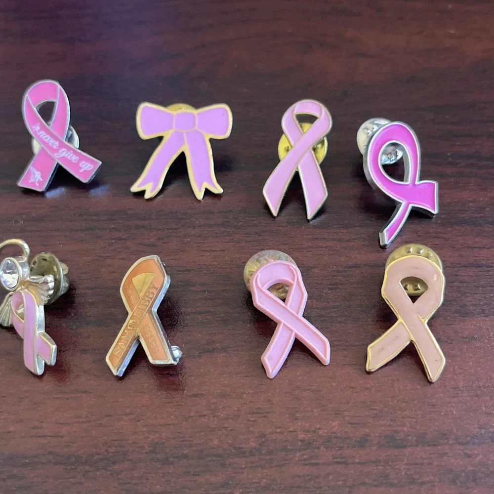 Lot Of 10 Breast Cancer Awareness Ribbons Lapel Hat Pins‎ B1